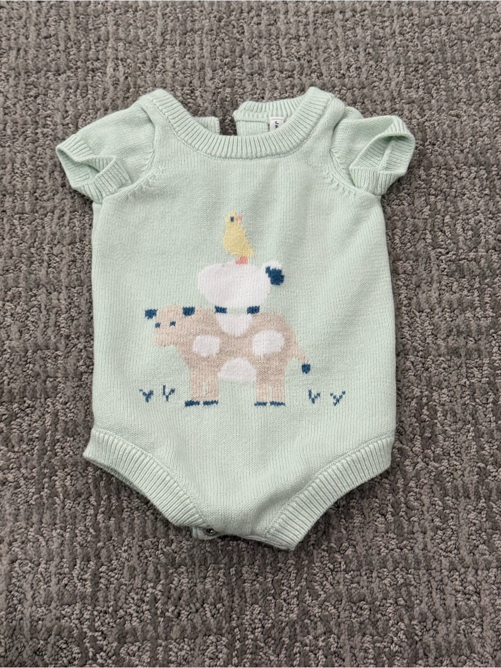 Janie and Jack Mint Knit One-Piece with Farm Animal Stack